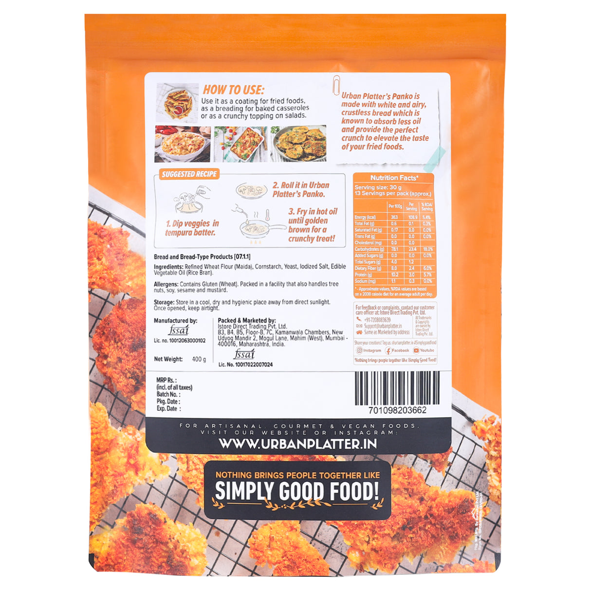 Urban Platter Panko Breadcrumbs, 400g