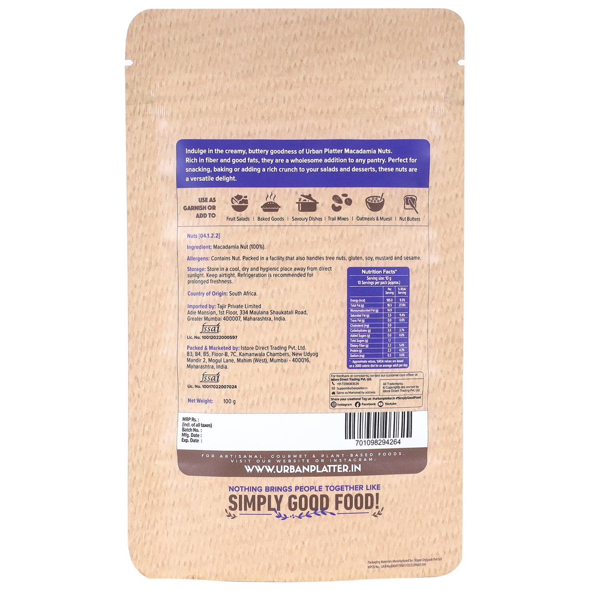 Urban Platter Bold and Exotic Macadamia Nuts, 100g (Grade A, Premium Quality, Crunchy, perfect for guilt-free snacking)