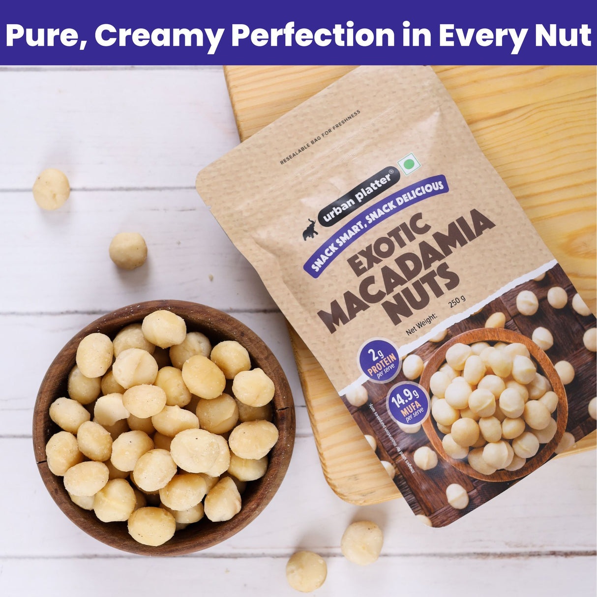 Urban Platter Bold and Exotic Macadamia Nuts (Grade A, Premium Quality, Crunchy, perfect for guilt-free snacking)