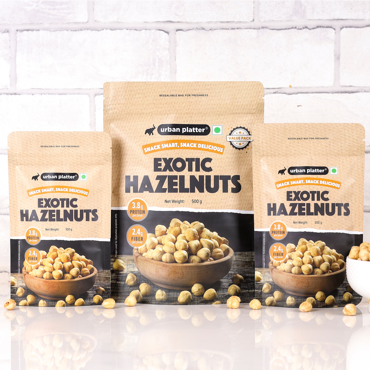 Urban Platter Exotic Hazelnut Kernels, 500g (Protein & Fibre-Rich | Nutrient-Dense | Perfect for Snacking & Desserts)