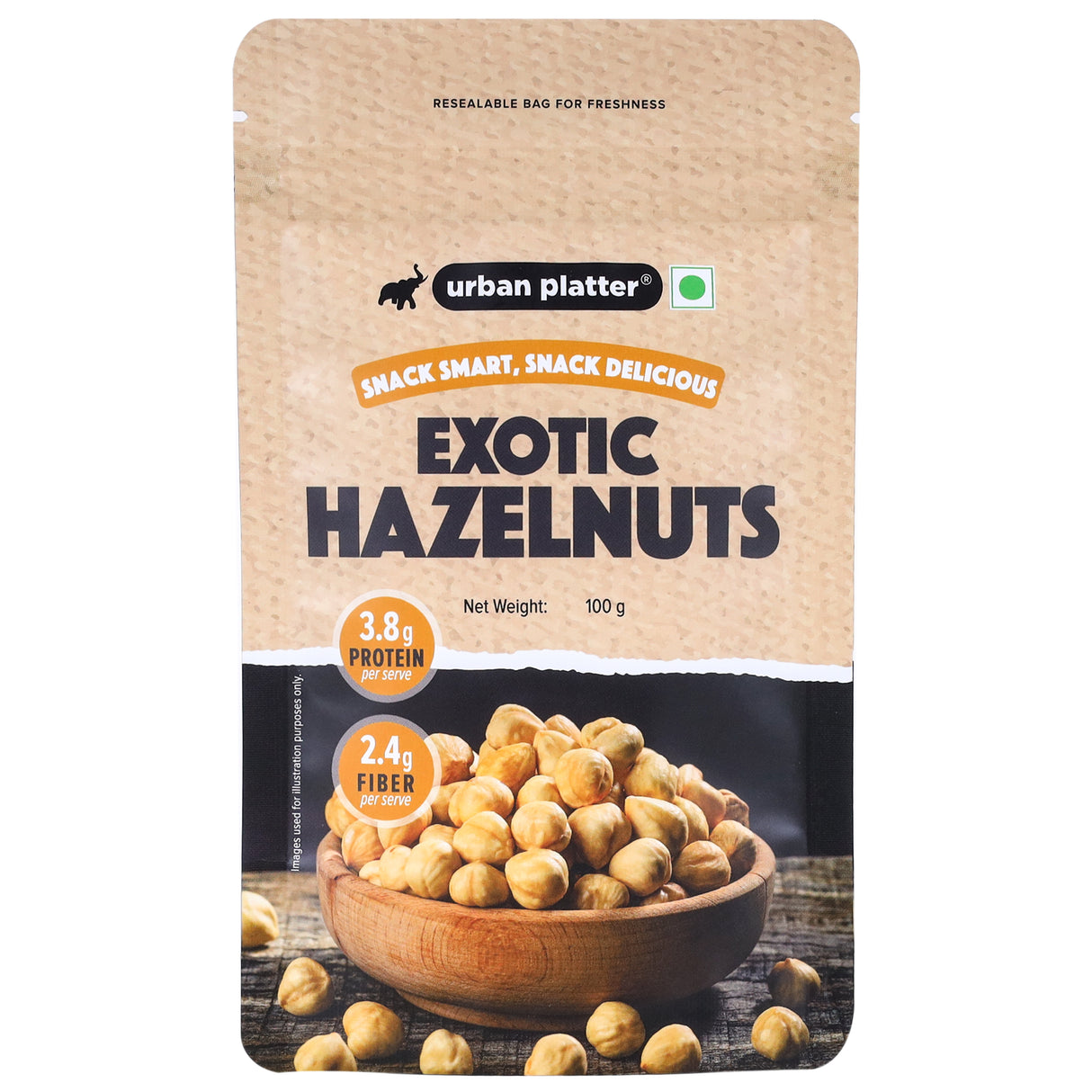 Urban Platter Exotic Hazelnut Kernels, 100g (Rich in Protein & Fiber, Crunchy & Delicious, Add to Fruit Salads, Chocolates, Pralines , Trail Mixes, Ice creams, Baked Goods, Travel-friendly pack)