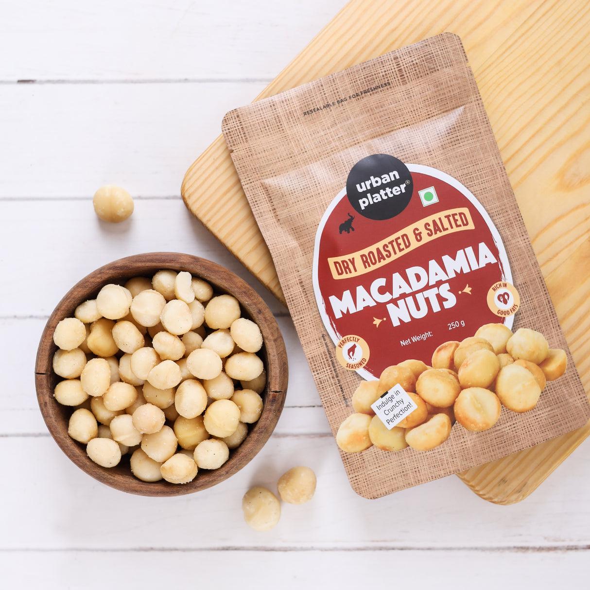 Urban Platter Sea Salt Dry-Roasted Macadamia Nuts, 250g