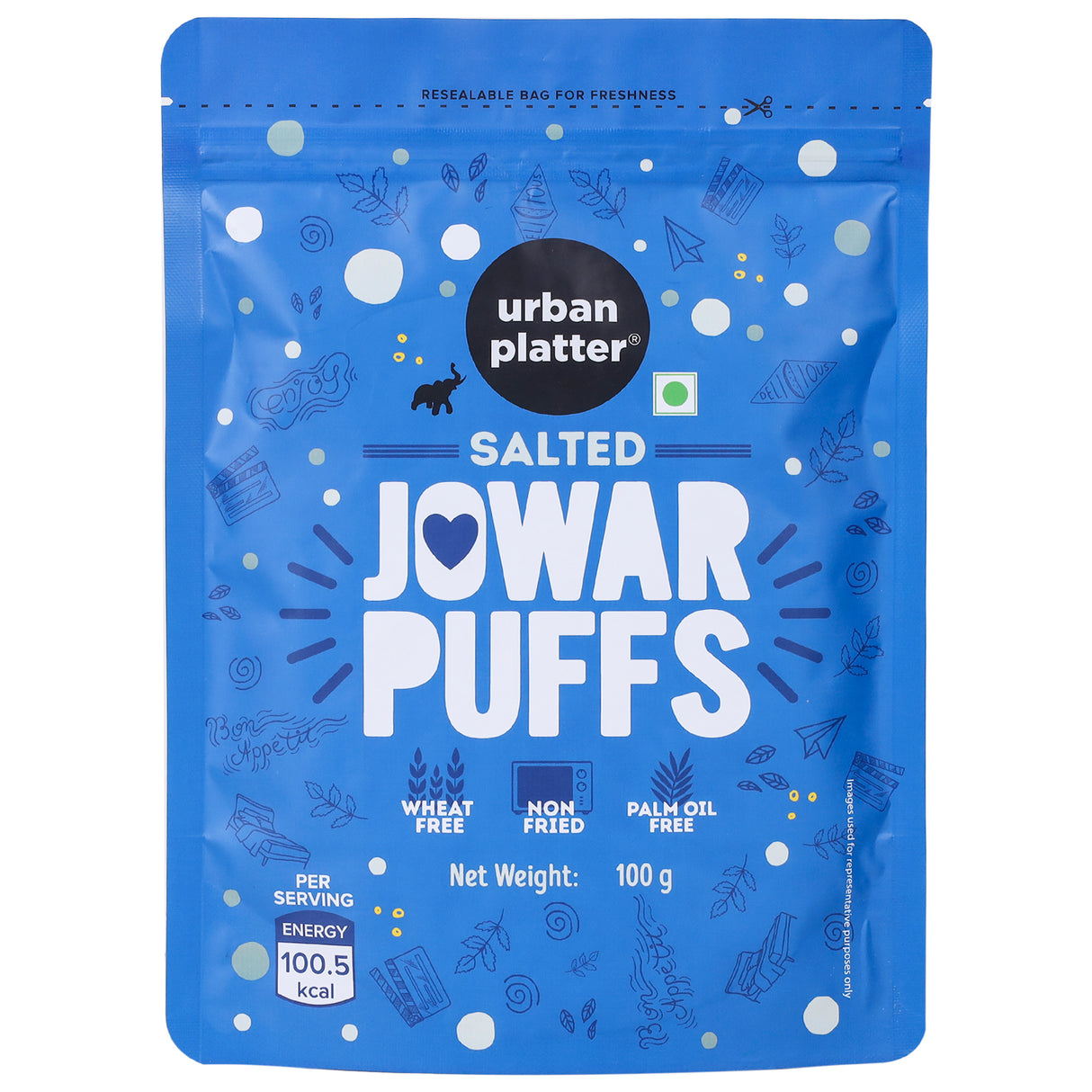 Urban Platter Jowar Puffs, 100g (Gluten-Free | Palm Oil-Free | Baked, Not Fried | Light & Crunchy | Made from Sorghum)
