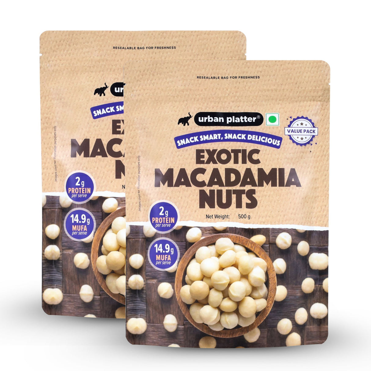 Urban Platter Bold and Exotic Macadamia Nuts, 1kg [500g * 2] (Grade A, Premium Quality, Crunchy, perfect for guilt-free snacking)
