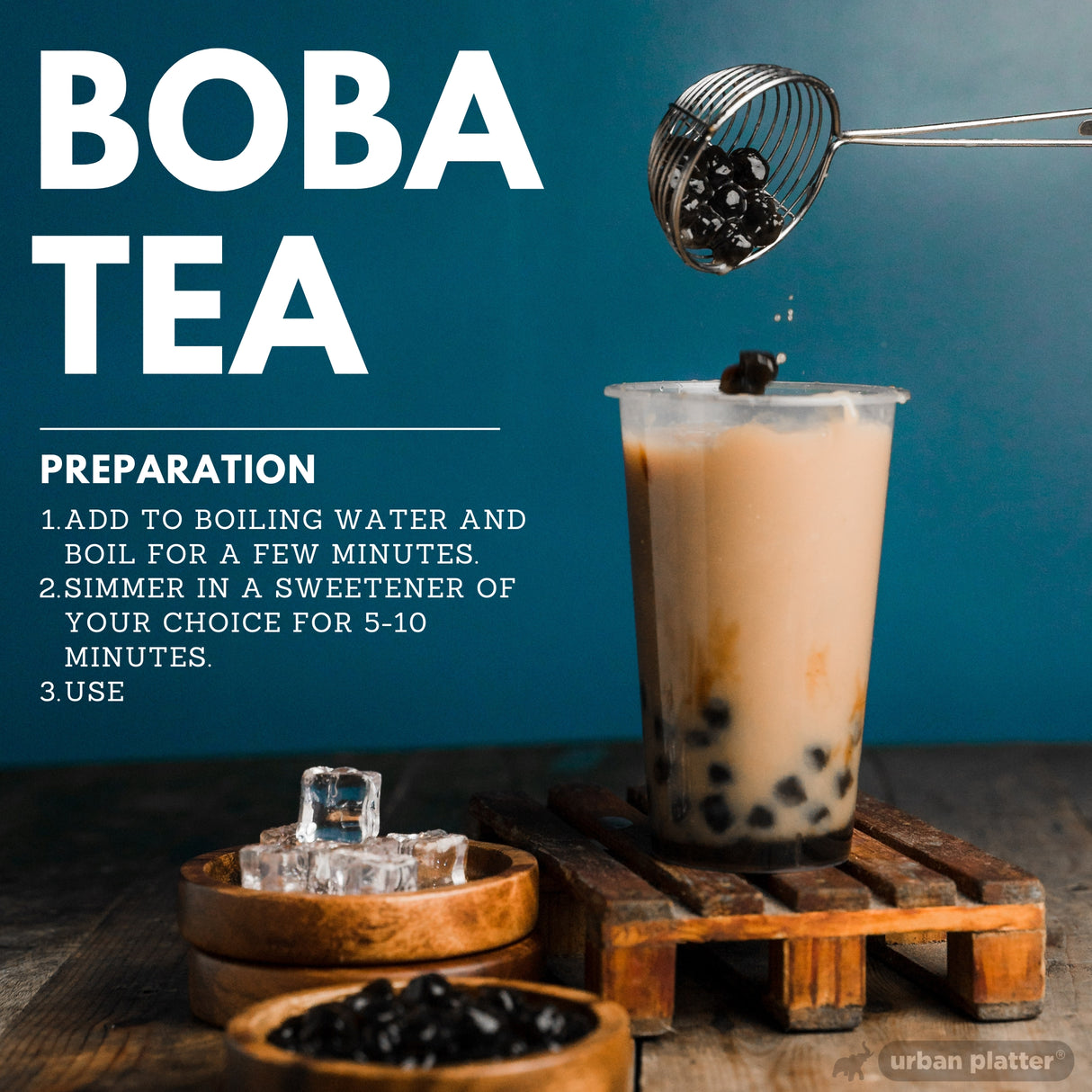 Urban Platter Tapioca Boba Pearls, 100g [Classic Boba Pearls, Soft and Chewy, Perfect for Bubble Tea &amp; More!]