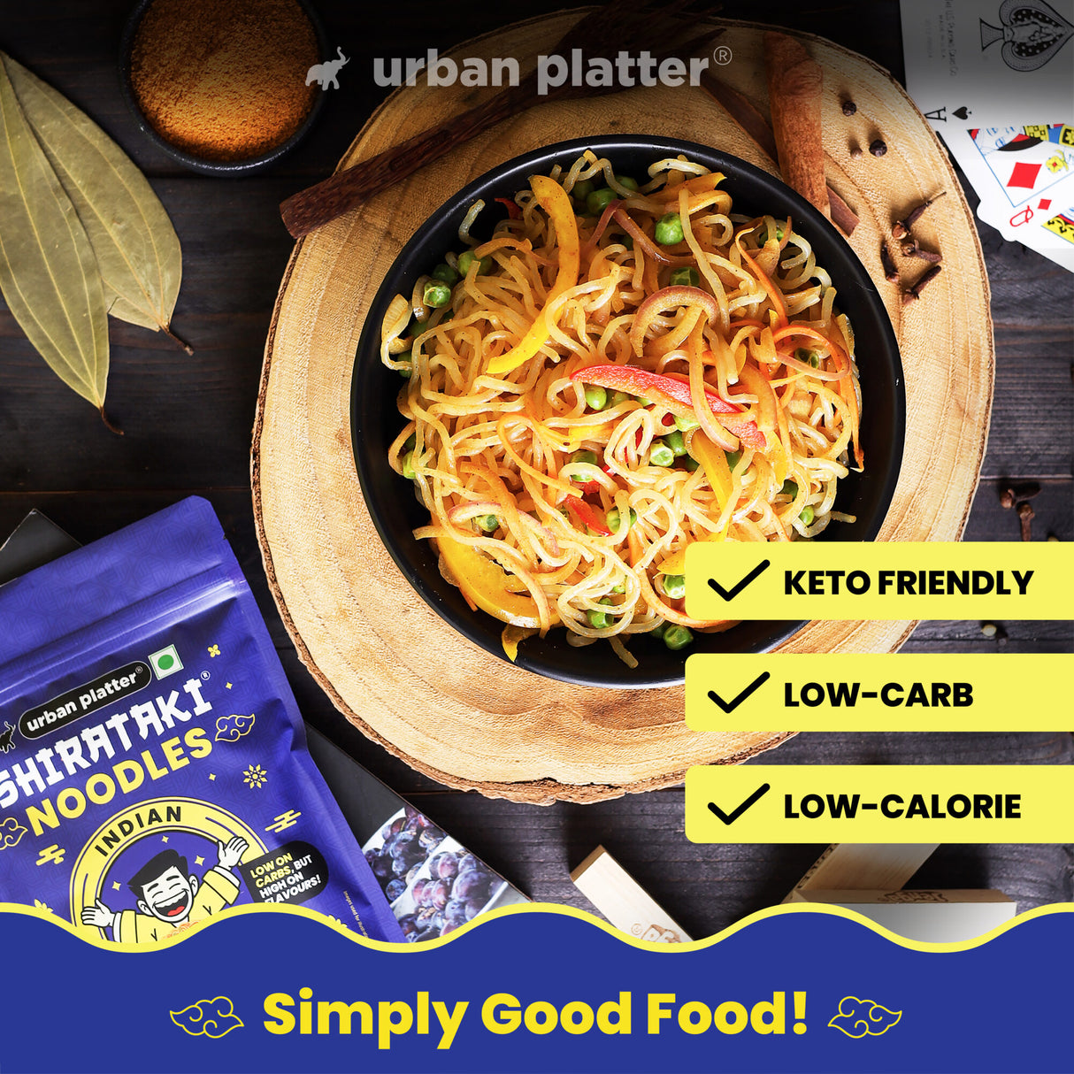 Urban Platter Indian Mast Masala Shirataki Noodles, 279g (Keto-friendly, Low-Carb, Fat-free, Instant Noodles | Zesty Indian Mast Masala | Konjac Miracle Noodles).