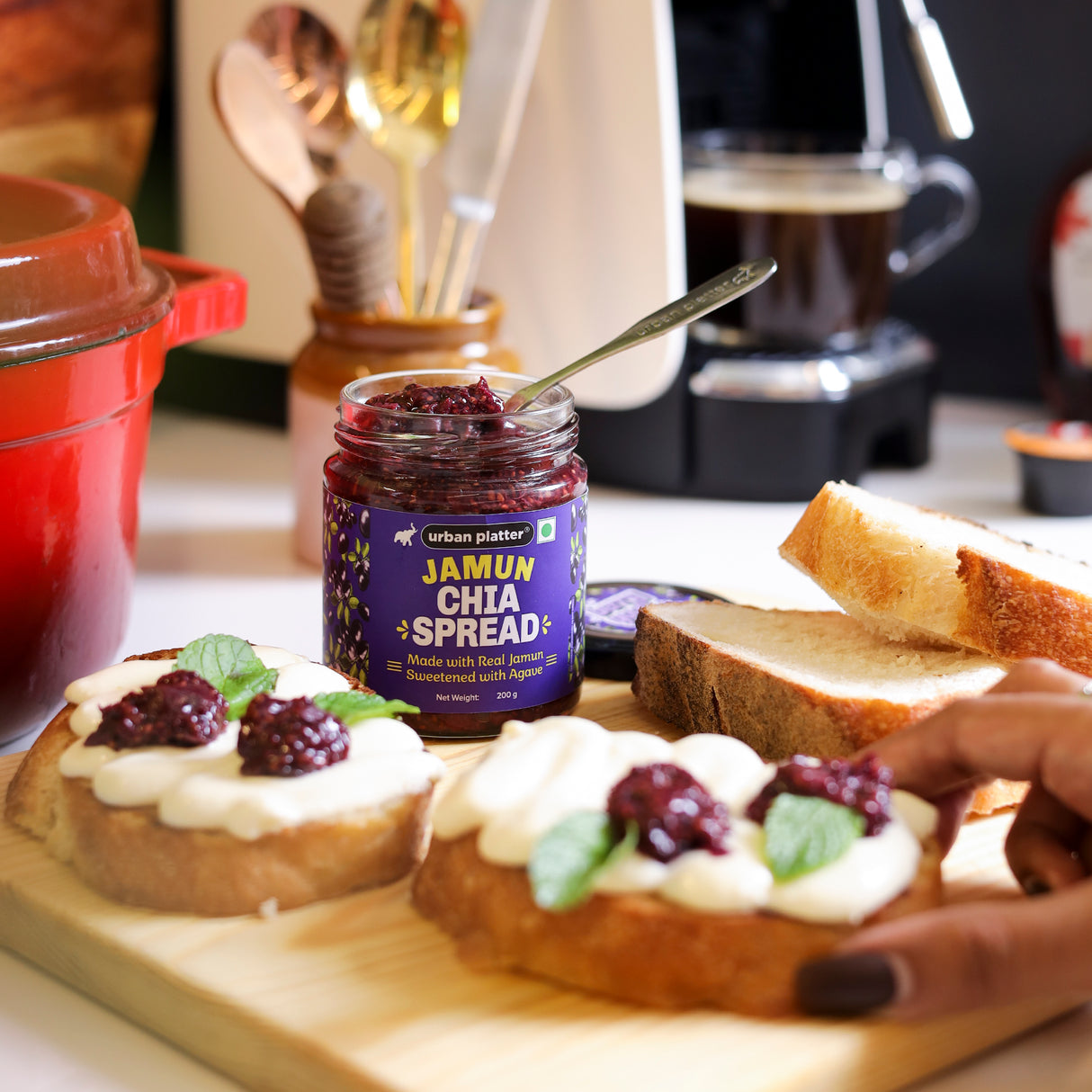 Urban Platter Jamun Chia Spread, 200g [Made with Real Jamun and Sweetened with Agave]