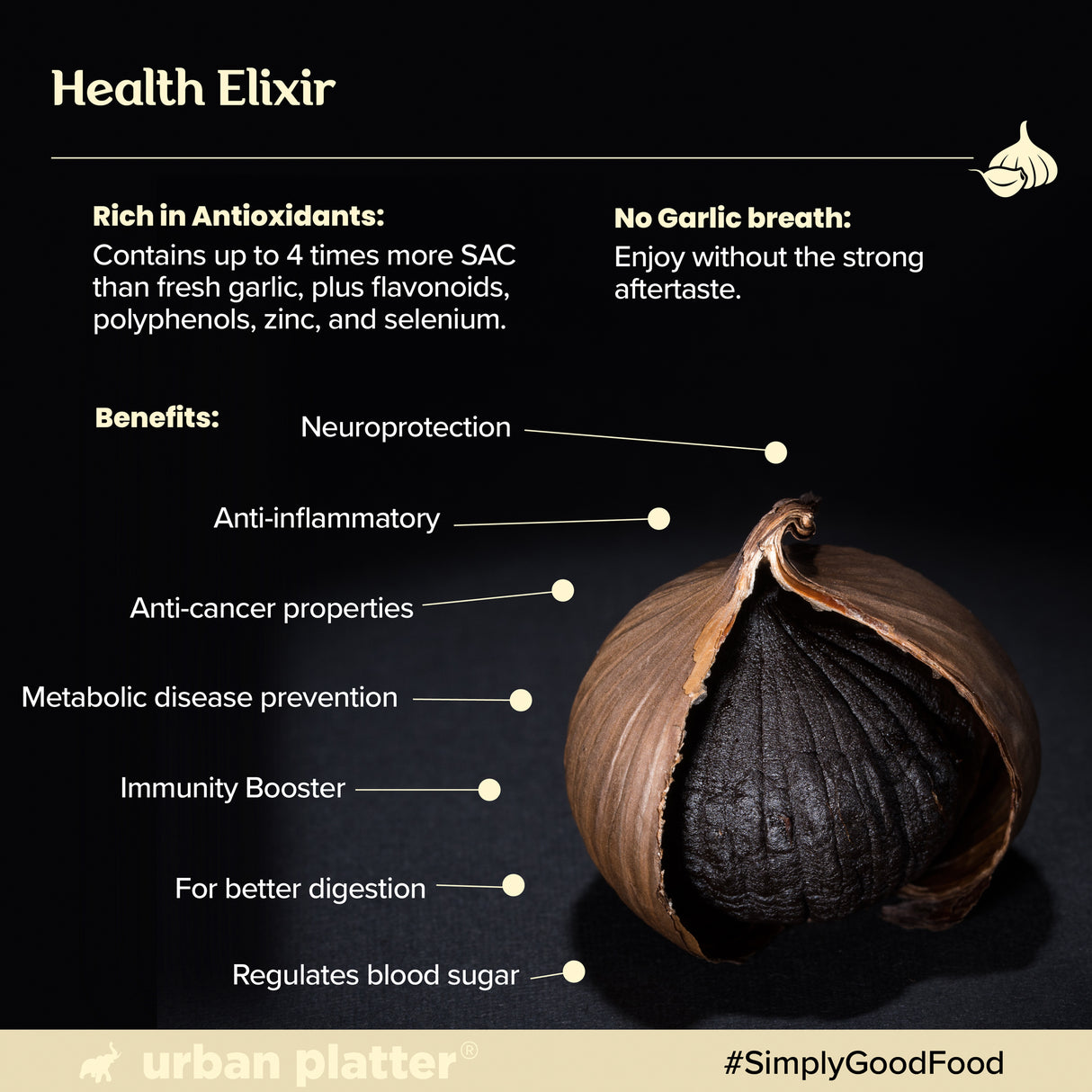 Urban Platter Fermented Black Garlic Powder, 50g