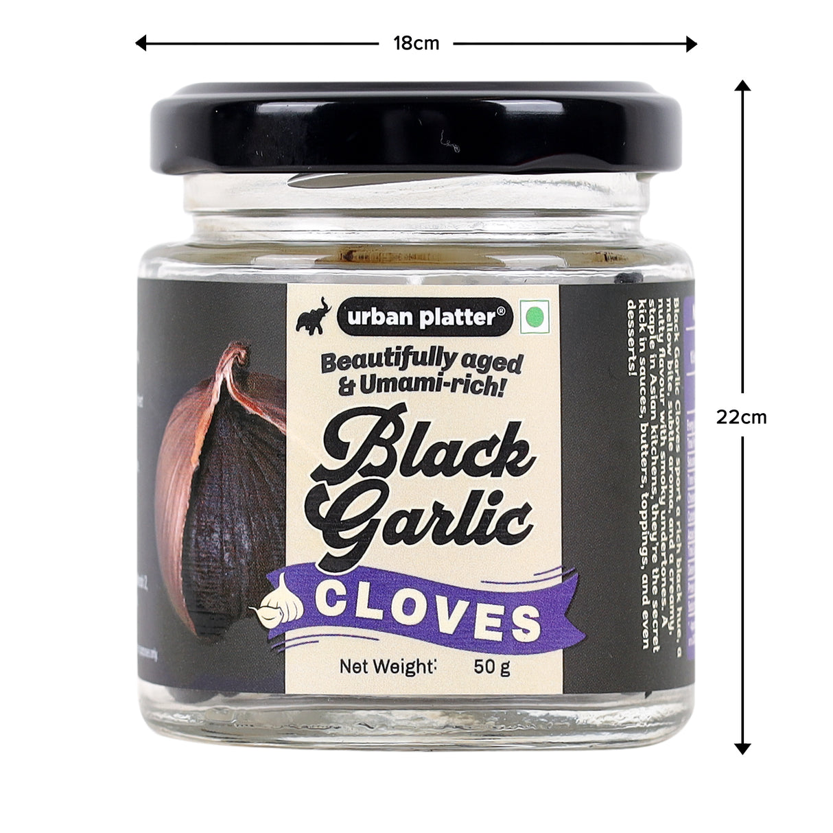 Urban Platter Black Garlic Cloves, 50g [Umami-Rich, Slowly-aged, Functional Food, No preservatives]