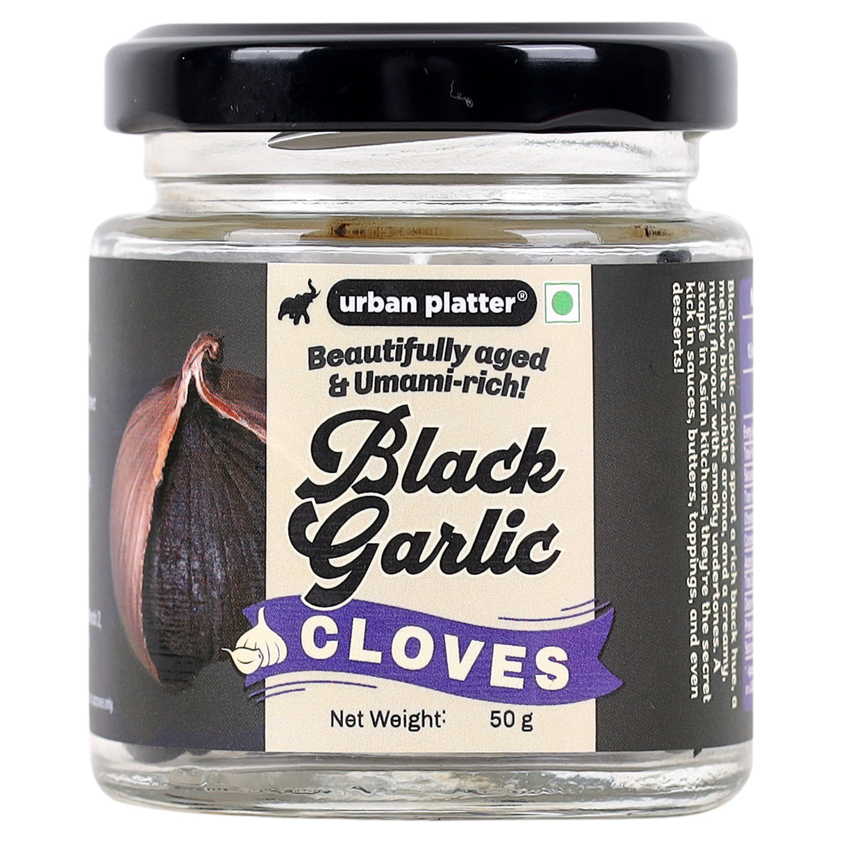 Urban Platter Black Garlic Cloves, 50g [Umami-Rich, Slowly-aged, Functional Food, No preservatives]