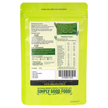 Wheatgrass Powder, 200g [Immunity boosting | Superfood | Supports healthy metabolism | Detoxifying]