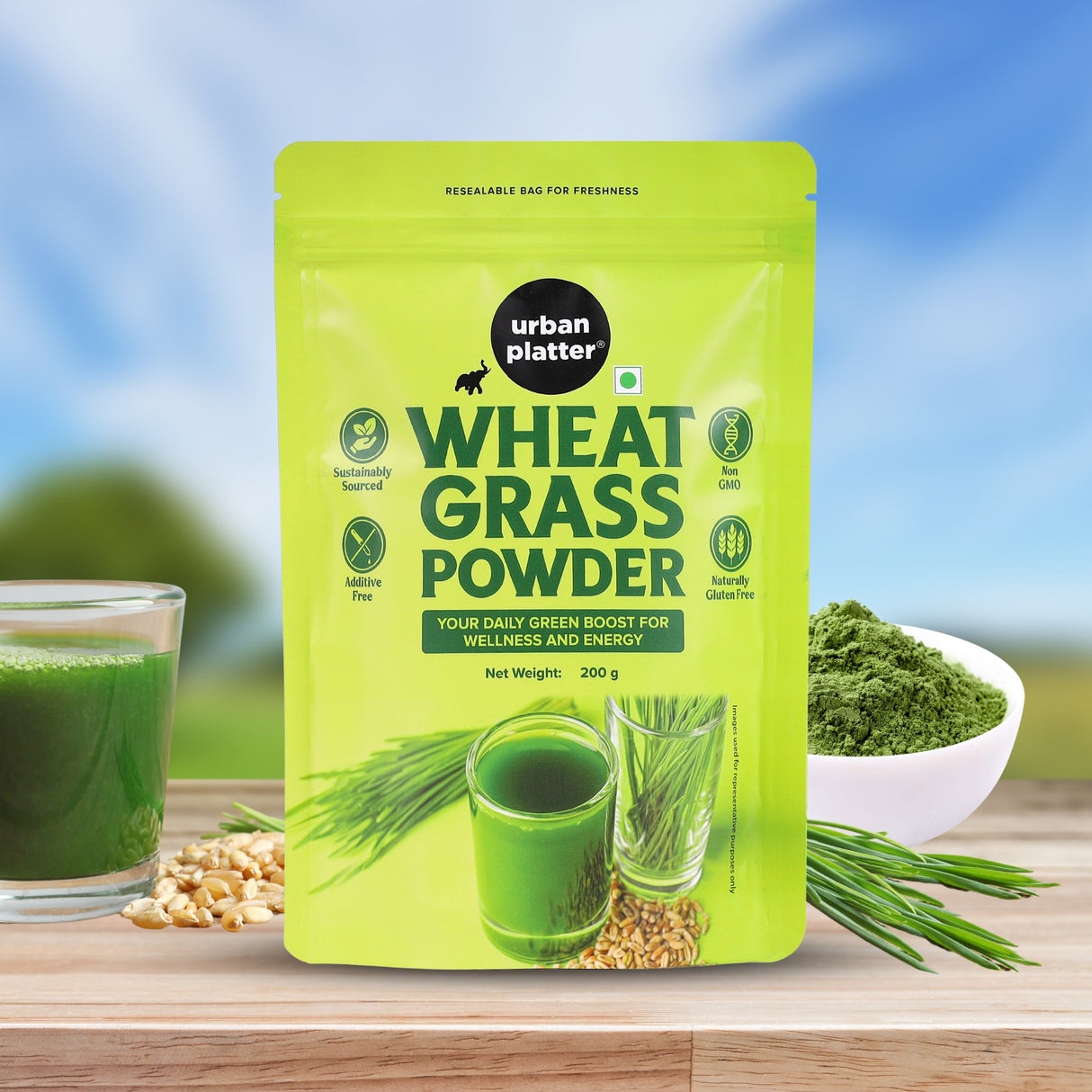 Wheatgrass Powder, 200g [Immunity boosting | Superfood | Supports healthy metabolism | Detoxifying]