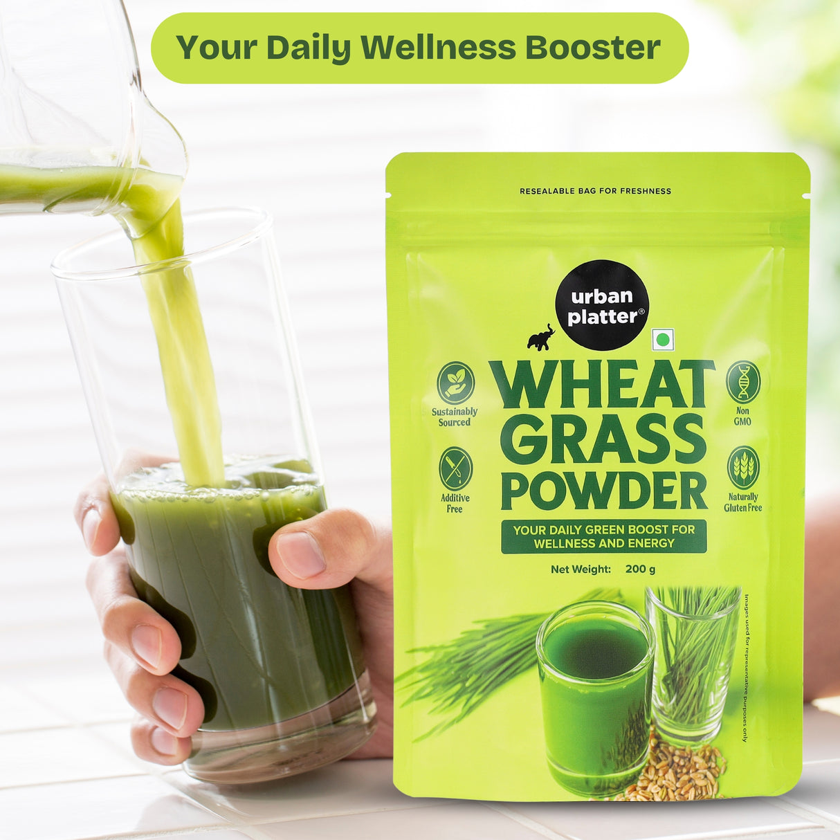 Wheatgrass Powder, 200g [Immunity boosting | Superfood | Supports healthy metabolism | Detoxifying]