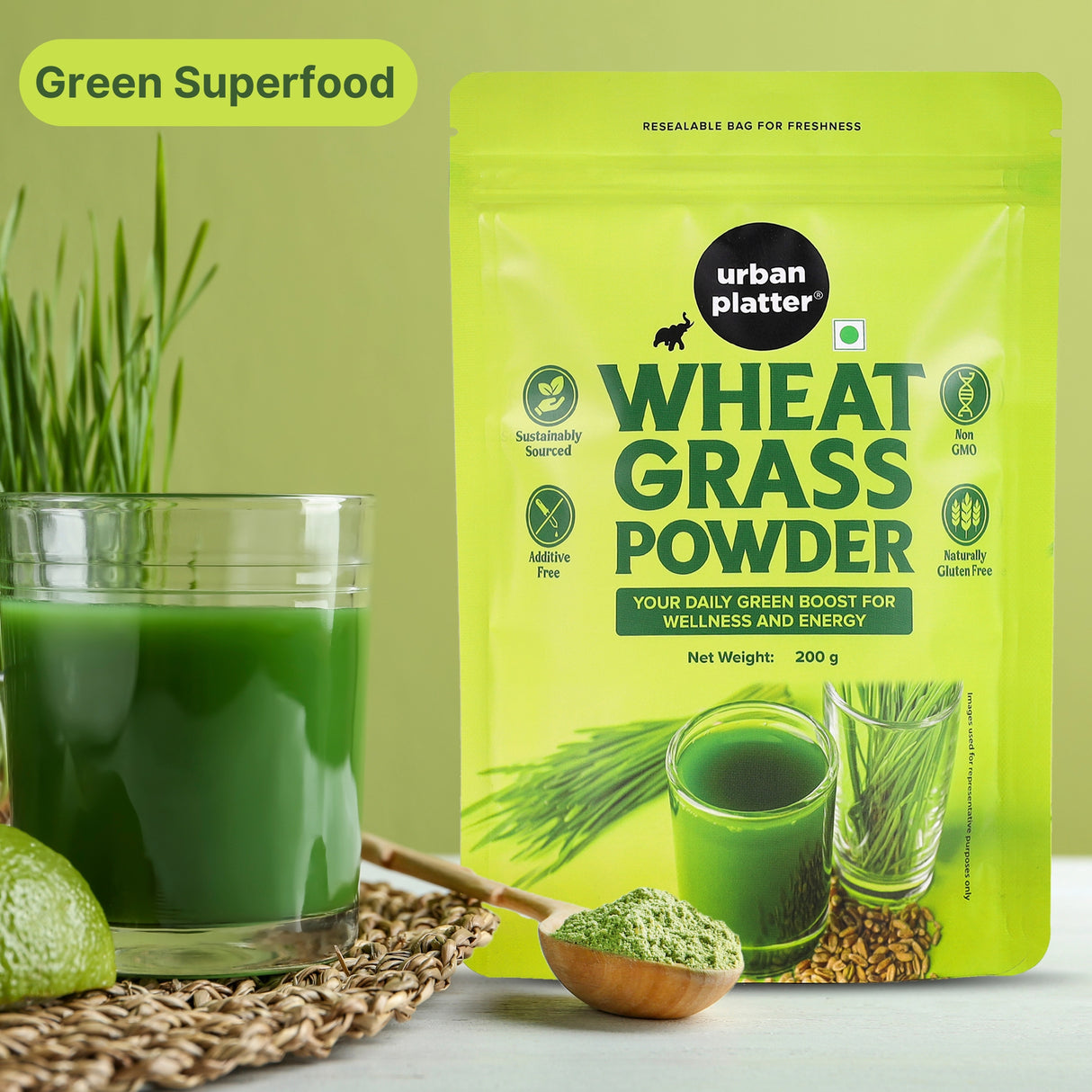 Urban Platter Wheatgrass Powder, 200g [Immunity boosting | Superfood | Supports healthy metabolism | Detoxifying]