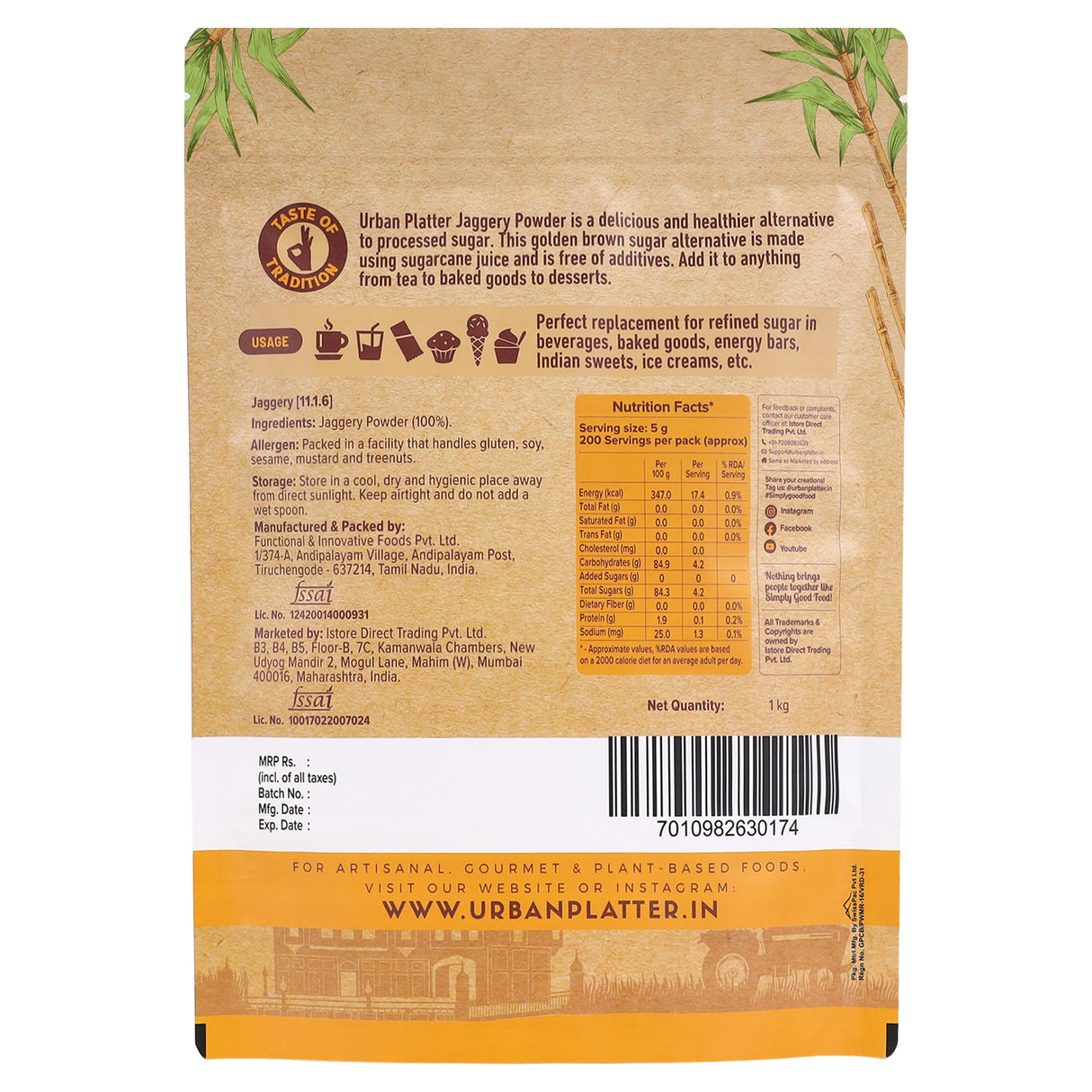 Urban Platter Jaggery Powder, [Pure, Natural & Chemical Free]