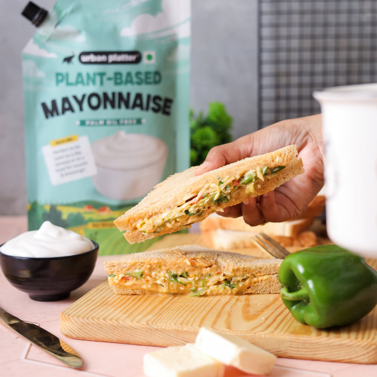 Urban Platter Premium Mayo, 1Kg / 35.27oz [Dairy-free Mayonnaise, No Palm Oil, No Trans-fat] [HoReCa]