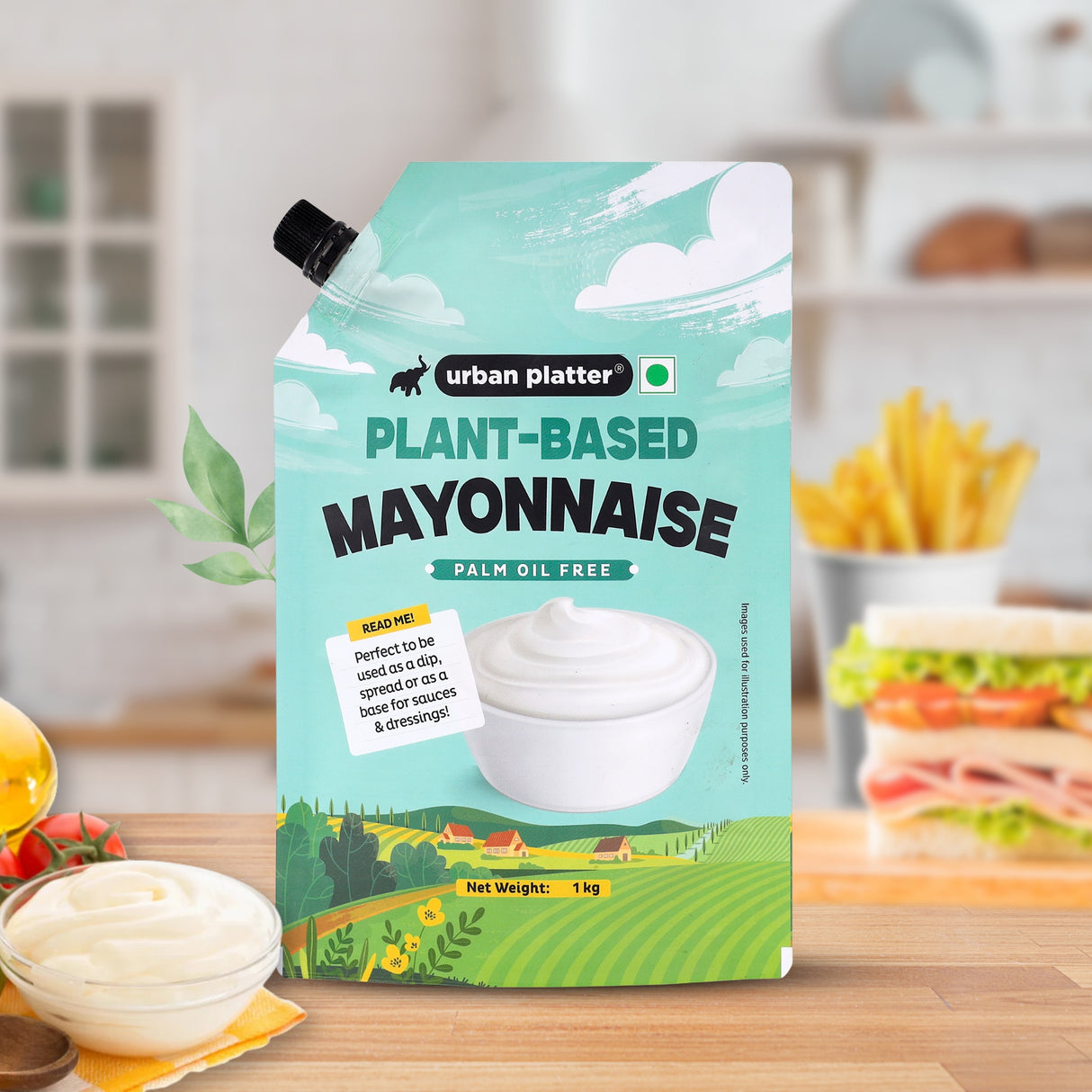 Urban Platter Premium Mayo, 1Kg / 35.27oz [Dairy-free Mayonnaise, No Palm Oil, No Trans-fat] [HoReCa]