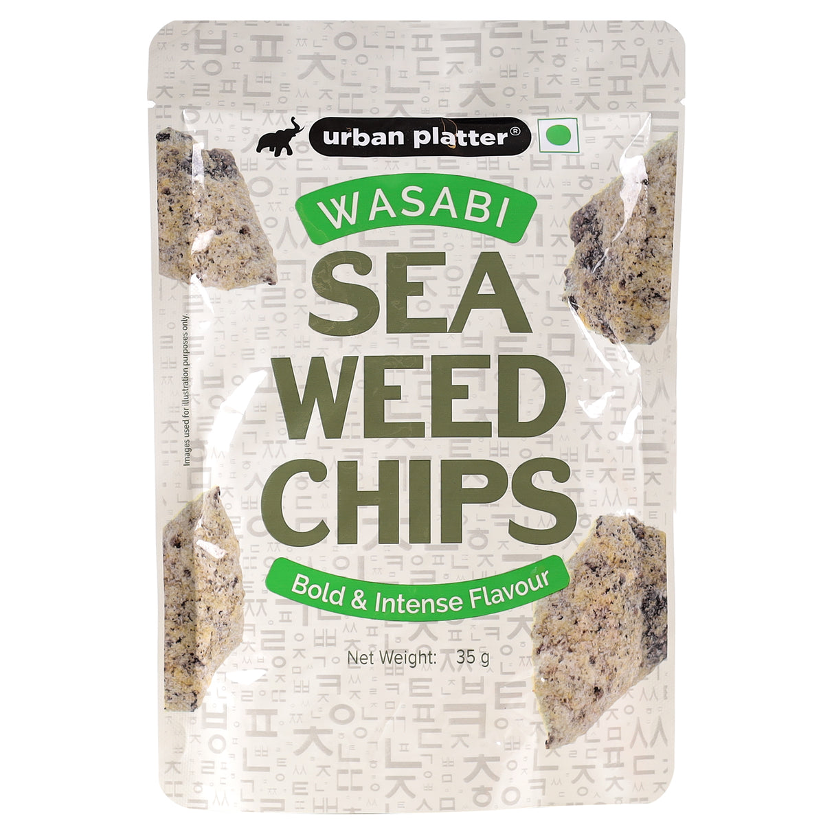 Urban Platter Wasabi Seaweed Nori Chips Crispy Snack, 35g [Product of Korea]