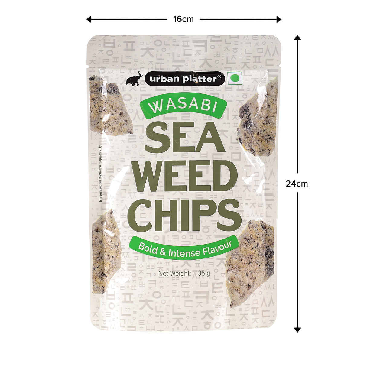 Urban Platter Wasabi Seaweed Nori Chips Crispy Snack, 35g [Product of Korea]