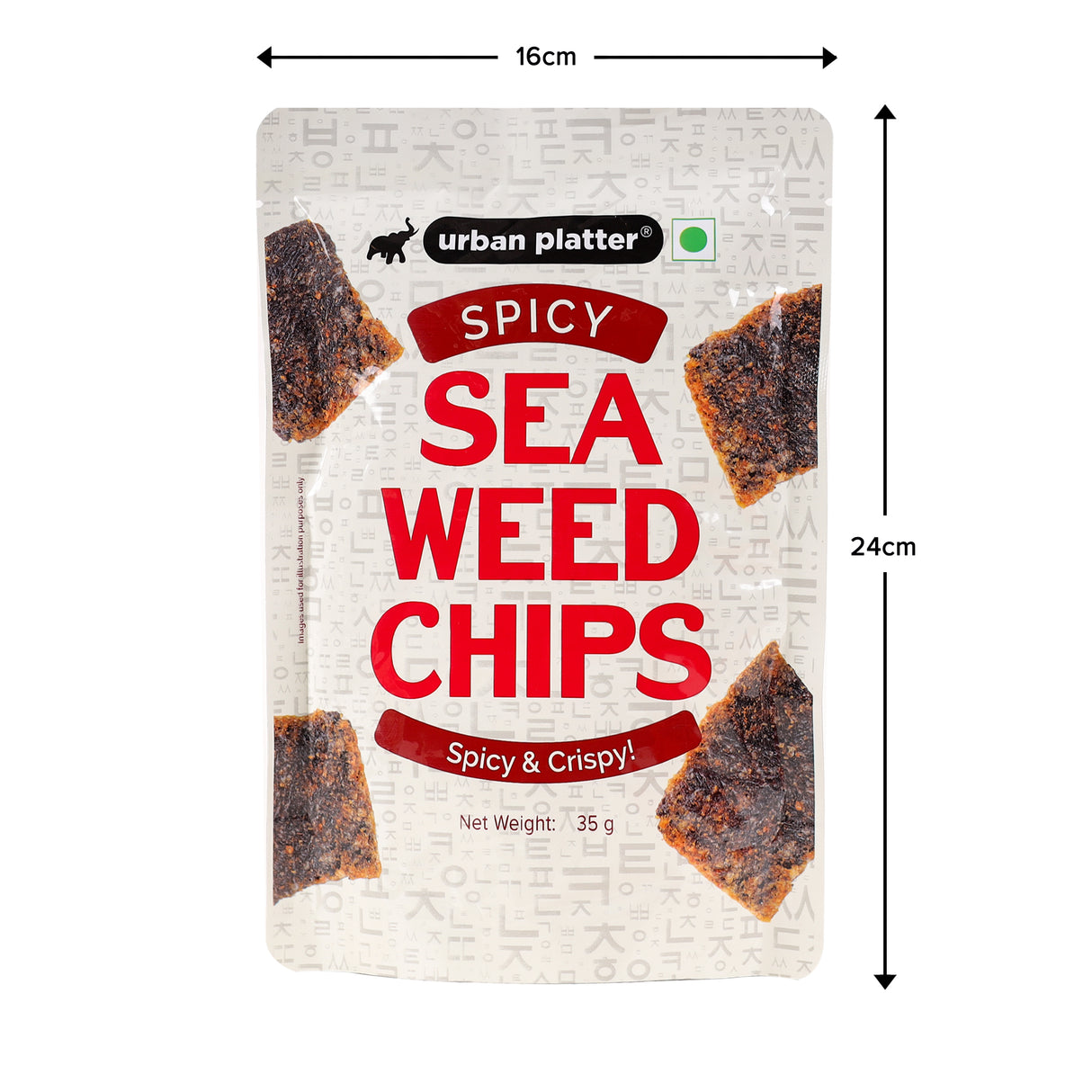 Urban Platter Spicy Seaweed Nori Chips Crispy Snack, 35g [Product of Korea]