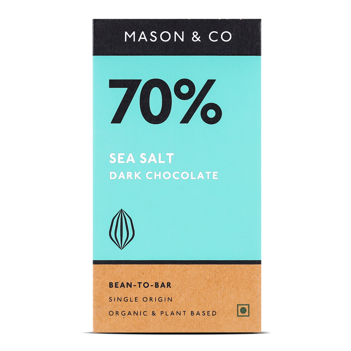 Mason & Co. 70% Sea Salt Dark Organic Exotic Artisanal Chocolate Bar, 60g