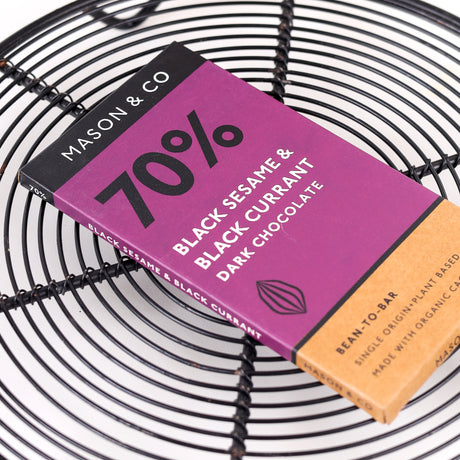 Mason & Co. 70% Black Sesame & Black Currant Dark Artisanal Chocolate Bar, 60g