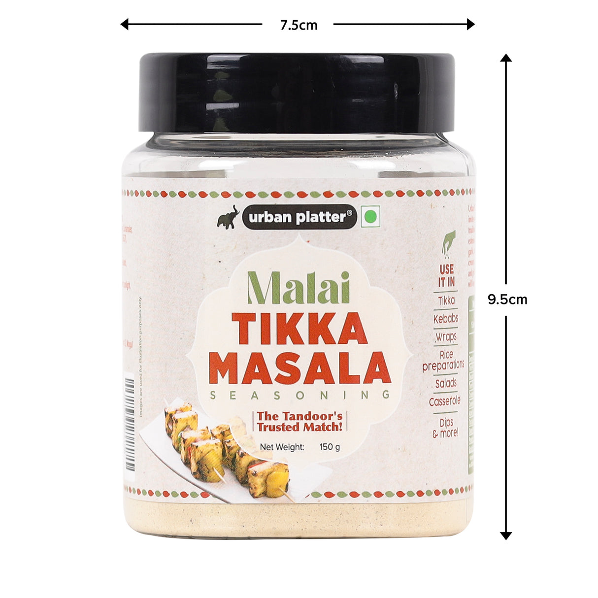 Urban Platter Malai Tikka Masala Seasoning, 150g [Aromatic and Flavourful | Marinades and Grilling | Natural Oils Preserved]