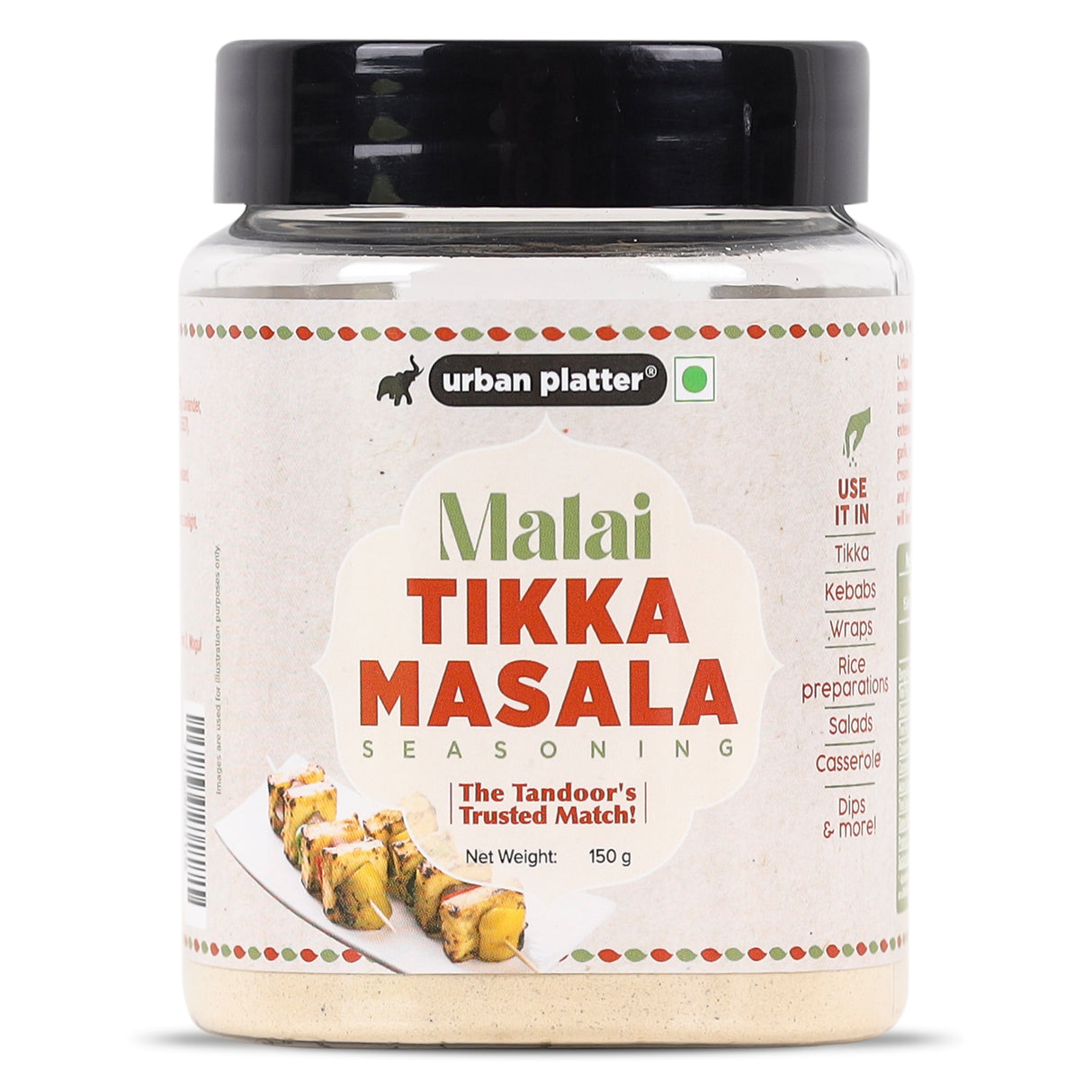Urban Platter Malai Tikka Masala Seasoning, 150g [Aromatic and Flavourful | Marinades and Grilling | Natural Oils Preserved]