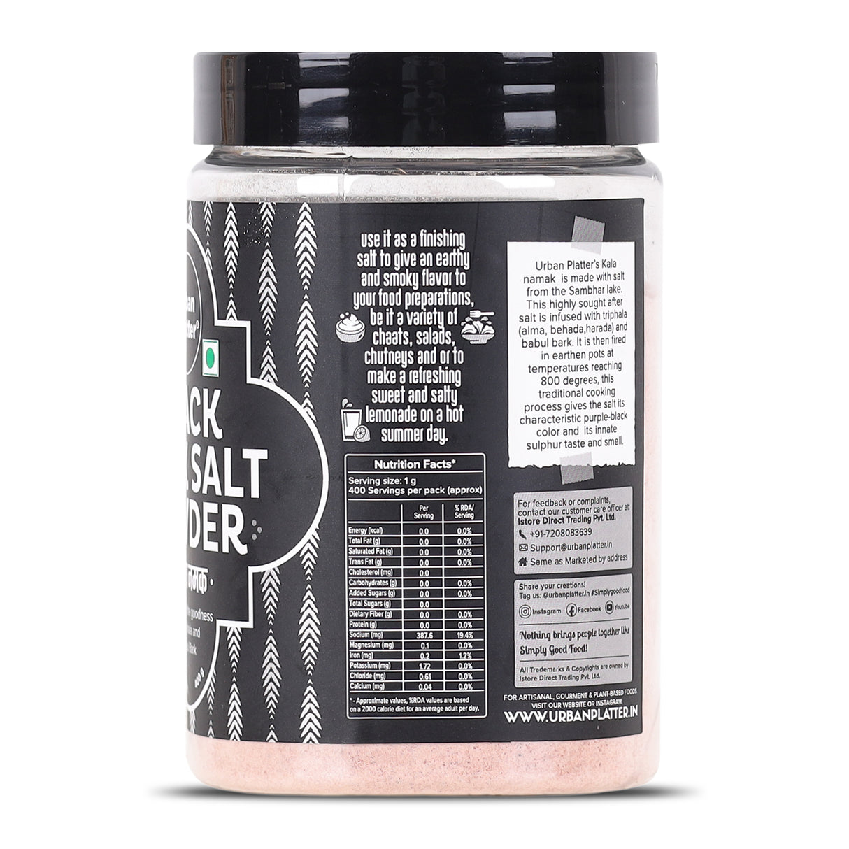 Urban Platter Black Salt, 400g [Kala Namak | With Goodness of Triphala | Tradition in a pinch]