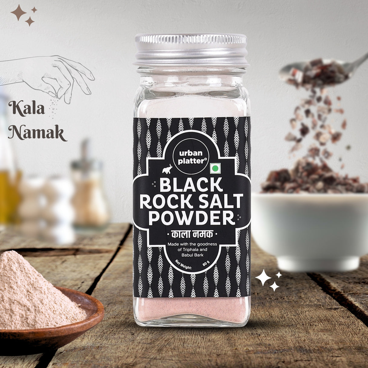 Urban Platter Black Salt, 80g [Kala Namak | With Goodness of Triphala | Tradition in a pinch]