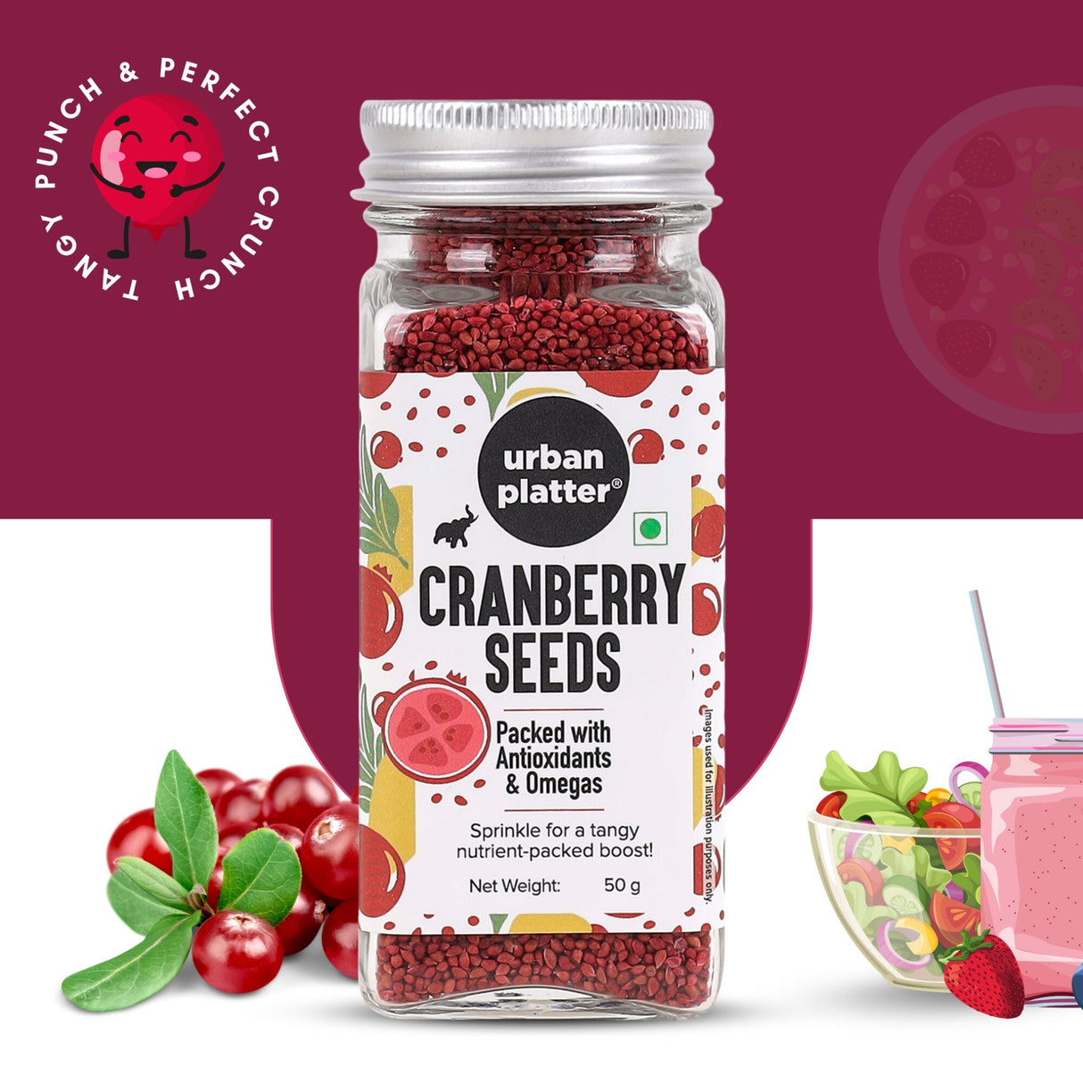 Urban Platter Cranberry Seeds, 50g [Rich in Omegas, Rich in Antioxidants, Superfood]