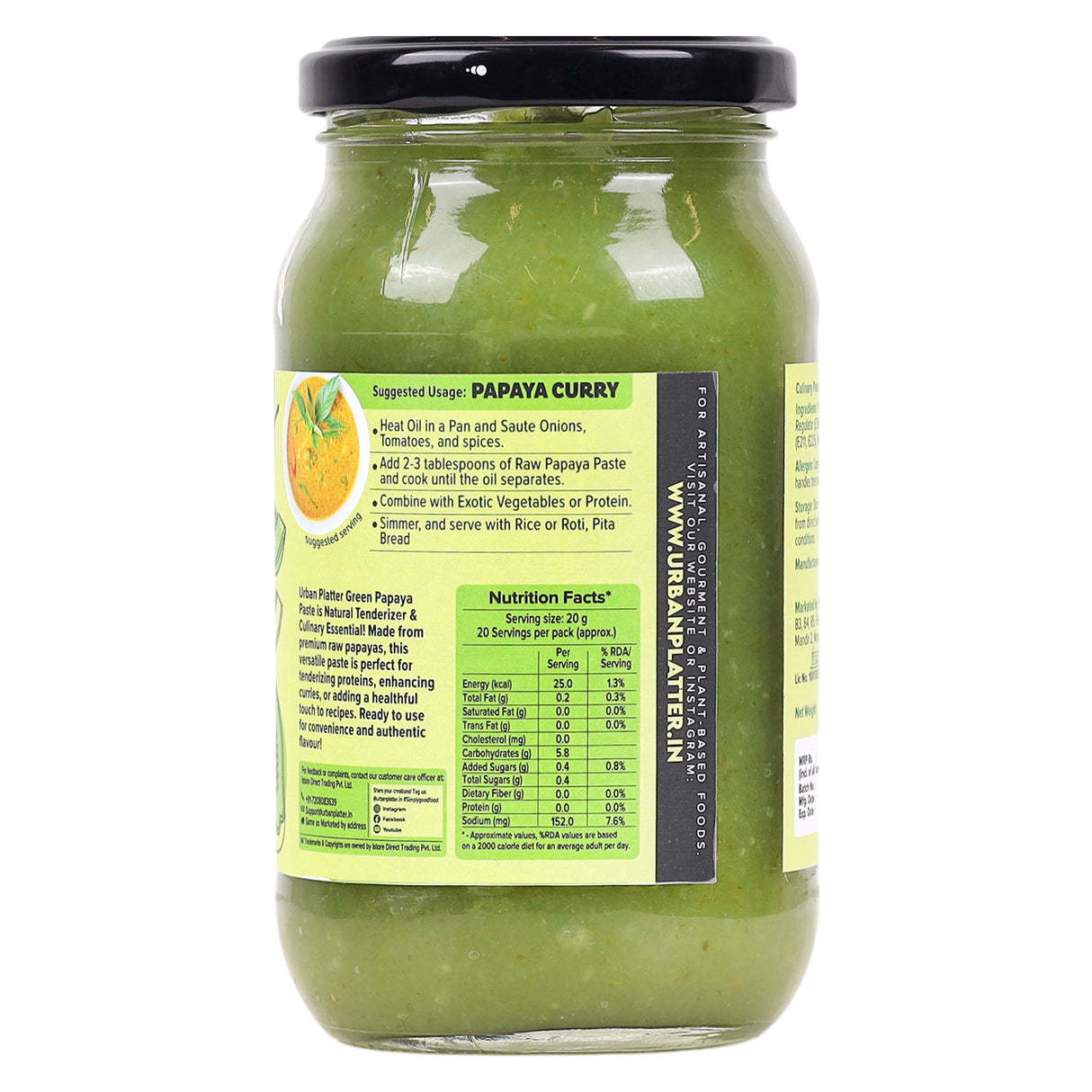Urban Platter Raw Papaya Paste, 400g / 14 oz [Premium Quality, Natural Meat Tenderizer]