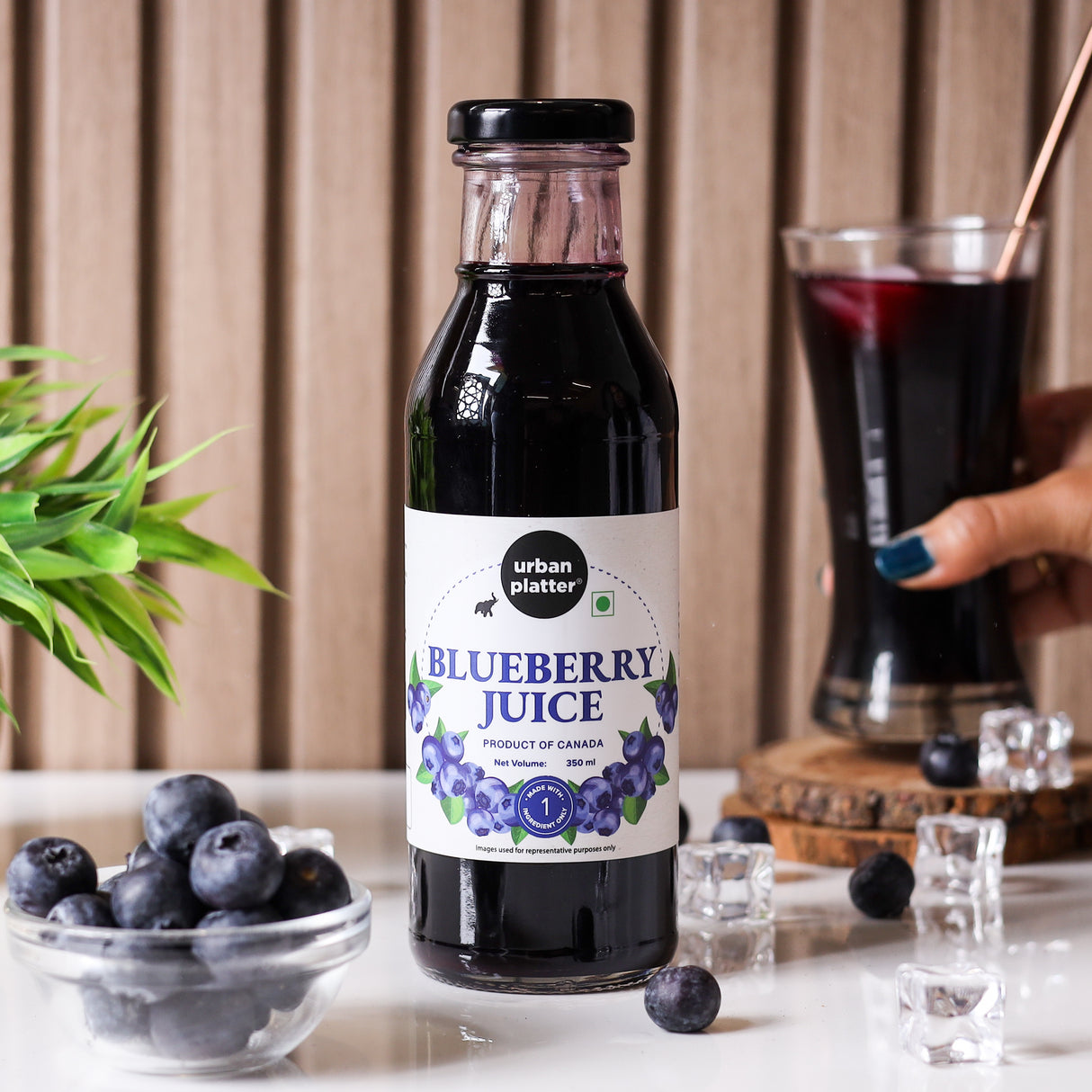 Urban Platter Pure Canadian Blueberry Juice, 350ml (Unsweetened | Supports Brain, Heart, Immune Health | Antioxidant Powerhouse)