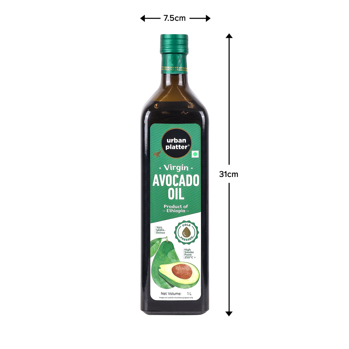 Urban Platter Virgin Avocado Oil, 1L (Cold Pressed | High Smoke Point | 70% MUFA)