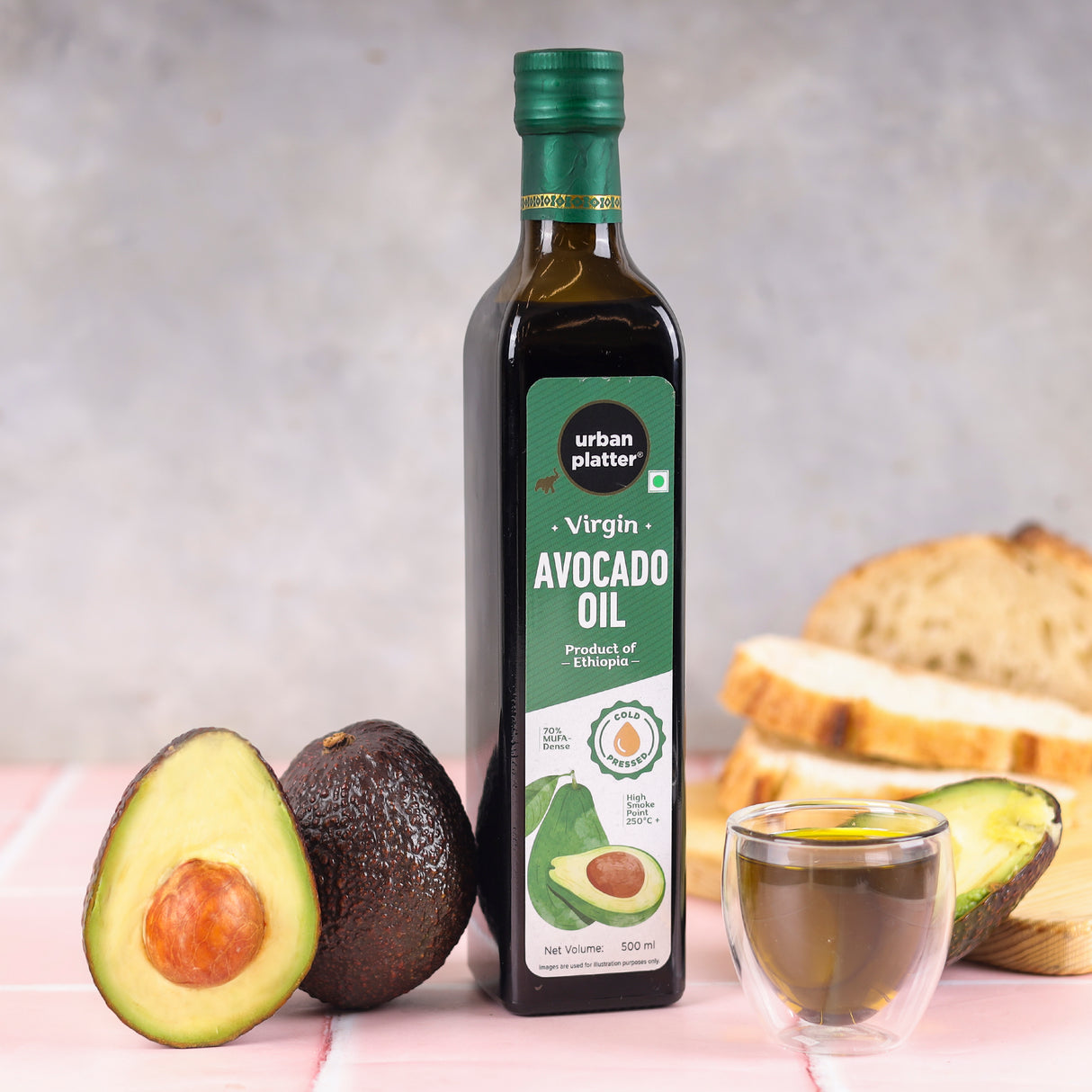 Urban Platter Virgin Avocado Oil, 500ml (Cold Pressed | High Smoke Point | 70% MUFA)