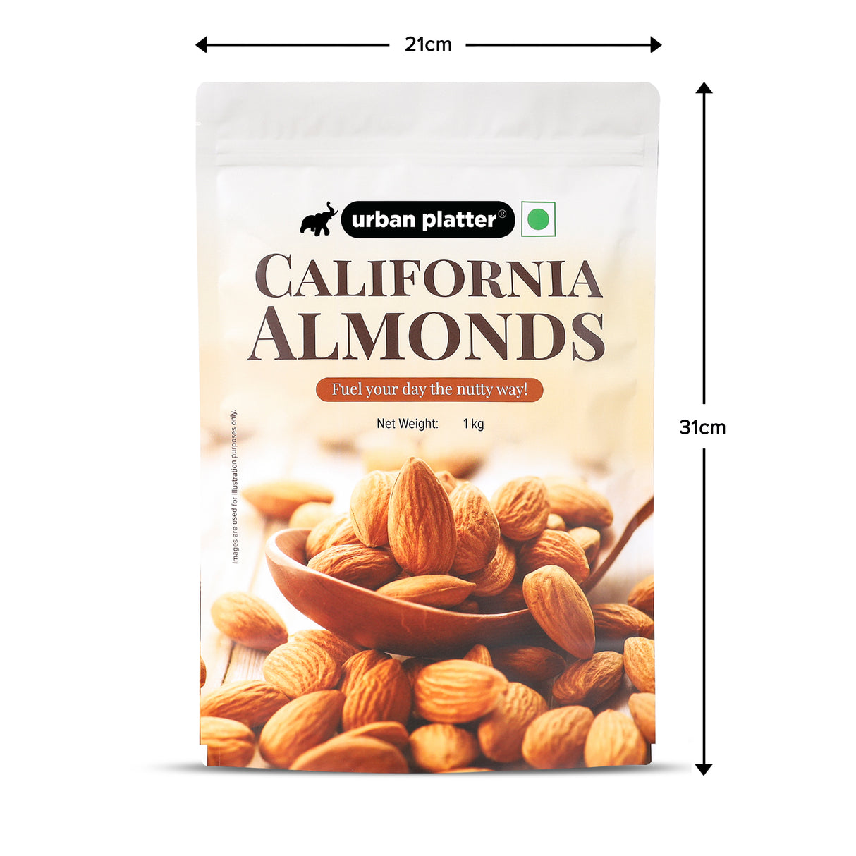 Urban Platter Raw California Almonds, 1kg (Rich in Fibre | Rich in Protein)