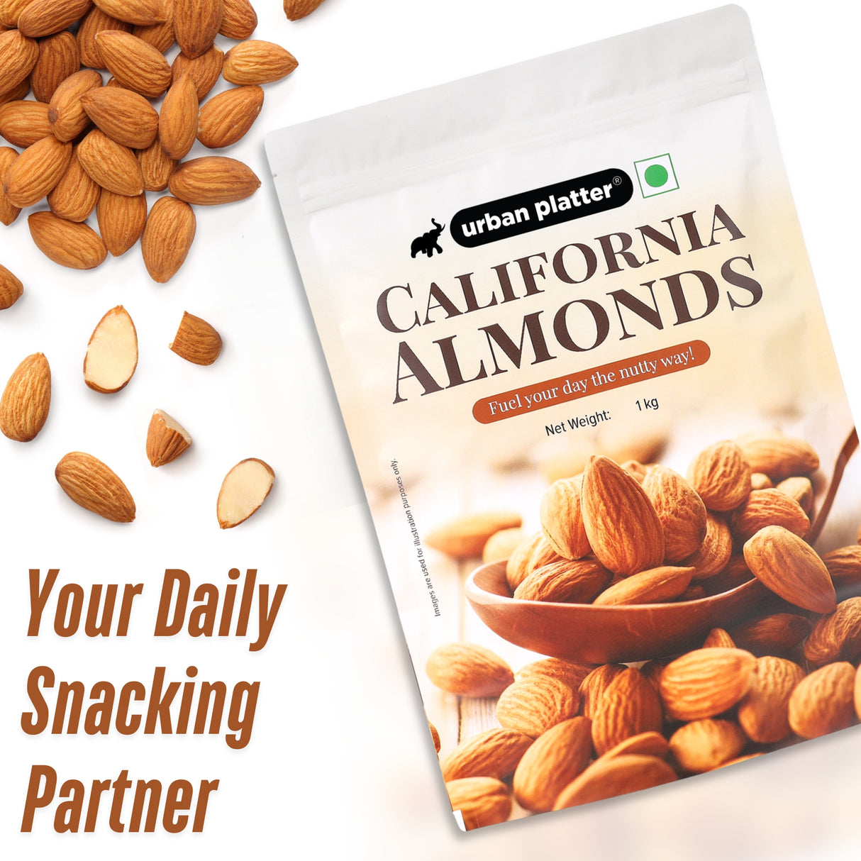 Urban Platter Raw California Almonds, 1kg (Rich in Fibre | Rich in Protein)