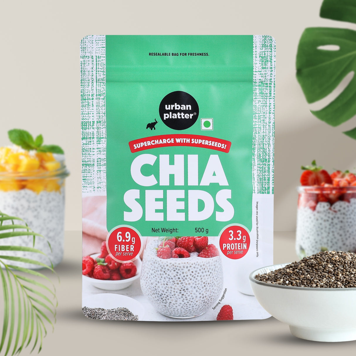 Urban Platter Black Chia Seeds, (Rich in Omega-3, Fibre & Protein | Superfood)