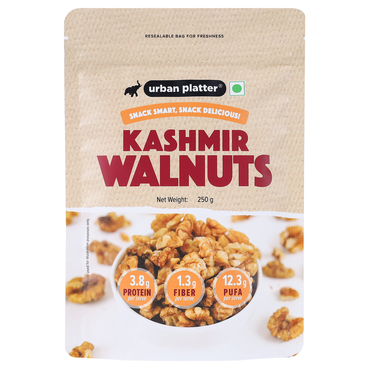Urban Platter Kashmir Walnut Kernels, 250g (Shelled Halves | Akhrot Giri | Grown in India | Rich in Omega-3 & Antioxidants)