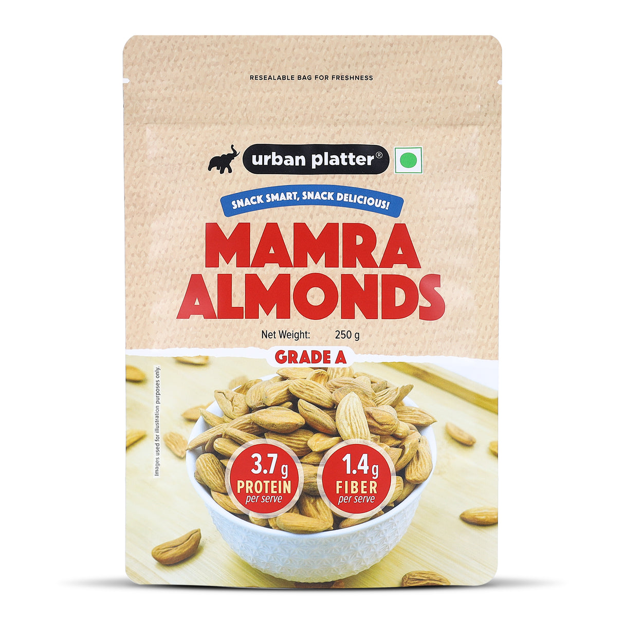 Urban Platter Mamra Almonds, 250g (Rich in Healthy Fats and Protein | Nutrient-Dense | Premium Almond Variety)