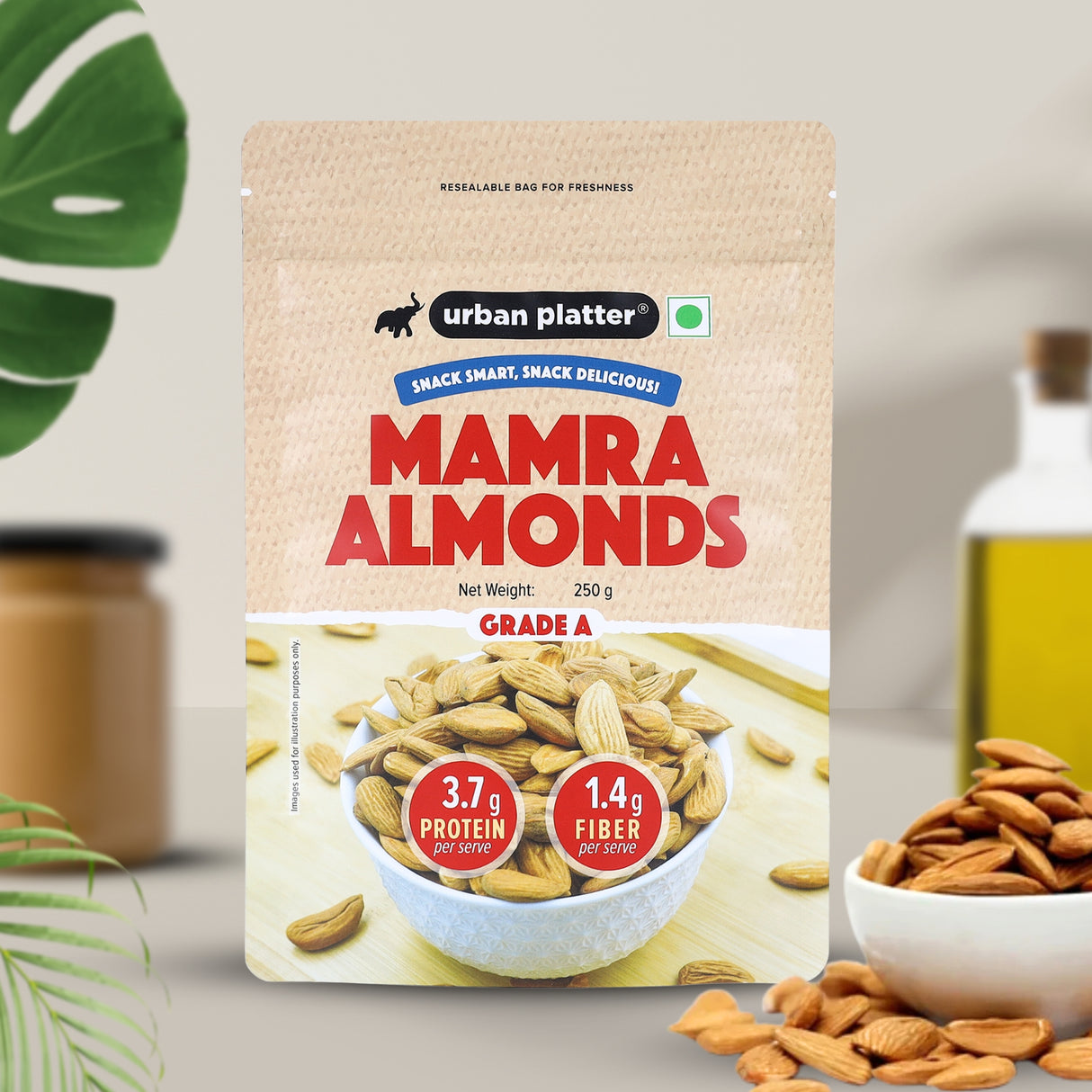Urban Platter Mamra Almonds, 250g (Rich in Healthy Fats and Protein | Nutrient-Dense | Premium Almond Variety)
