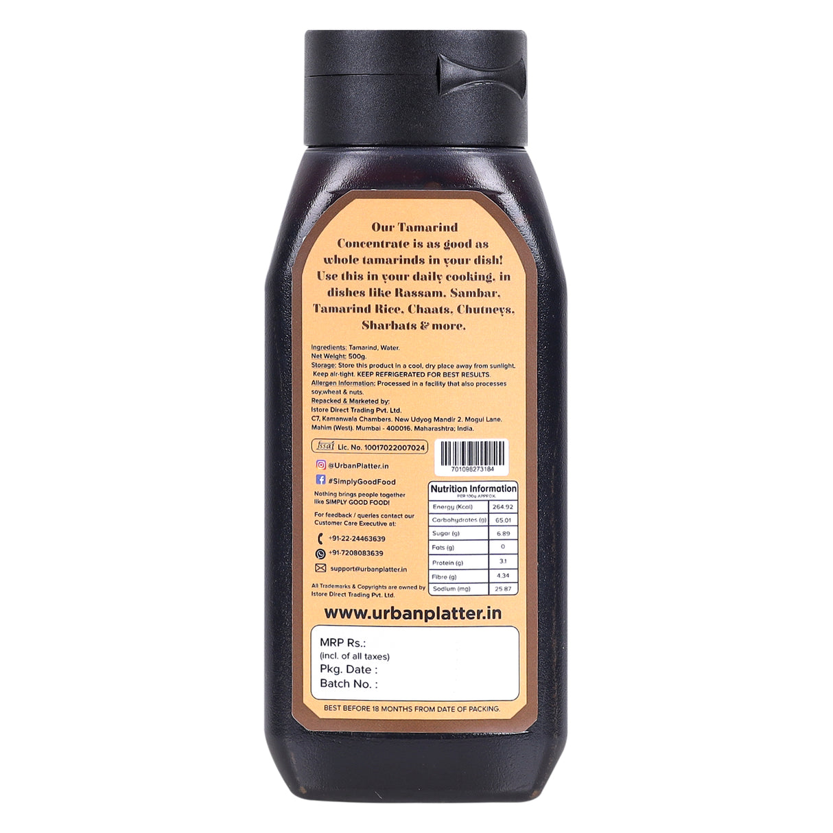Urban Platter Tamarind Concentrate, 500g (Instant Imli for Daily use, Sour and Tangy, Ideal for Chutneys, Sambar and Beverages)
