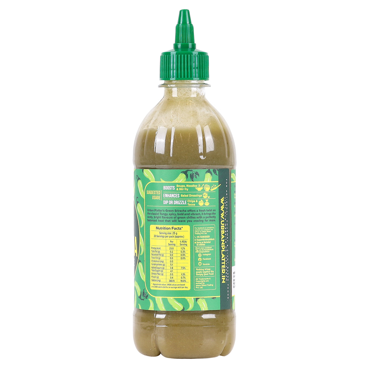 Green Sriracha Hot Chilli Sauce – 500g | Spicy & Tangy Green Chilli Sauce | Thai-Inspired Sriracha for Dipping, Cooking & Marinades