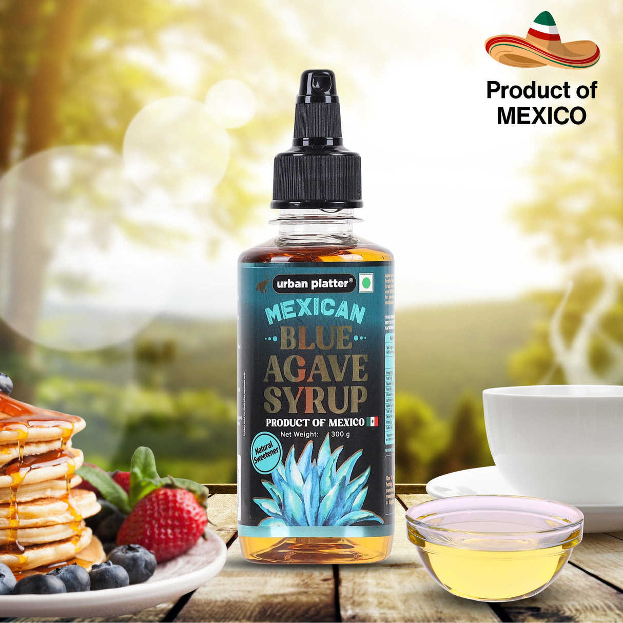 Urban Platter Mexican Blue Agave Syrup, 300g (Plant-Based Sweetener | Low Glycemic Index | Additive-Free)