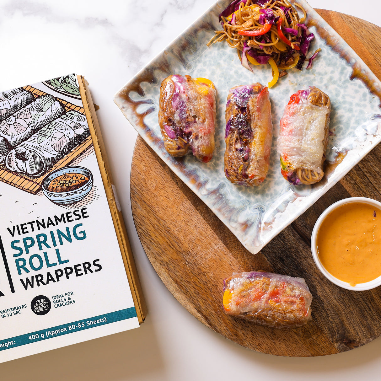 Urban Platter Round Rice Paper Sheets, 400g (Vietnamese Spring Roll Wrappers | Gluten Free | 16 cm Each | Easy to Roll | 80-85 Sheets per pack)