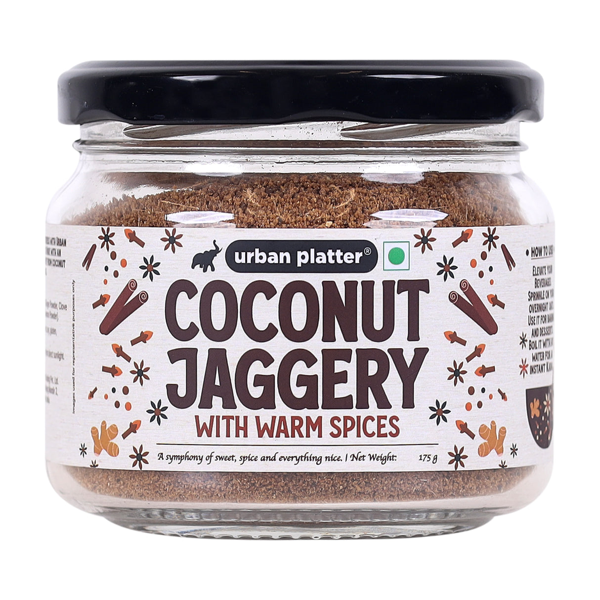 Urban Platter Coconut Jaggery With Warm Spices , 175g [Deep & Rich Sweetness | Warming & Comforting  Spices | Use it in Coffees, Teas, Desserts]