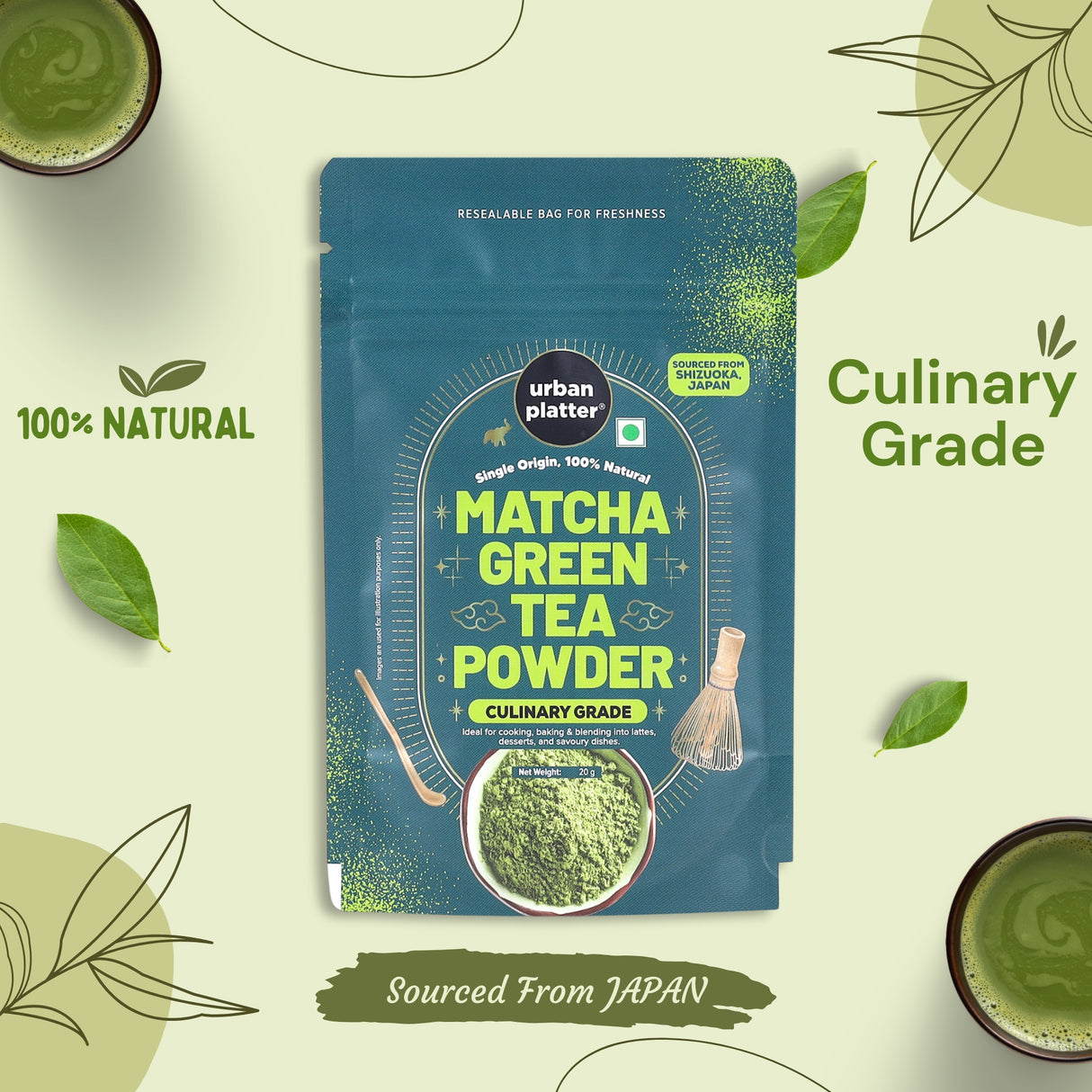 Urban Platter Japanese Culinary-grade Matcha Green Tea Powder (Sourced from Shizuoka, Japan | Stone-Ground)