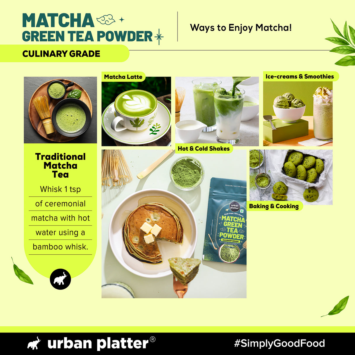 Urban Platter Japanese Culinary-grade Matcha Green Tea Powder, 20g (Sourced from Shizuoka, Japan | Stone-Ground | Antioxidant-rich)