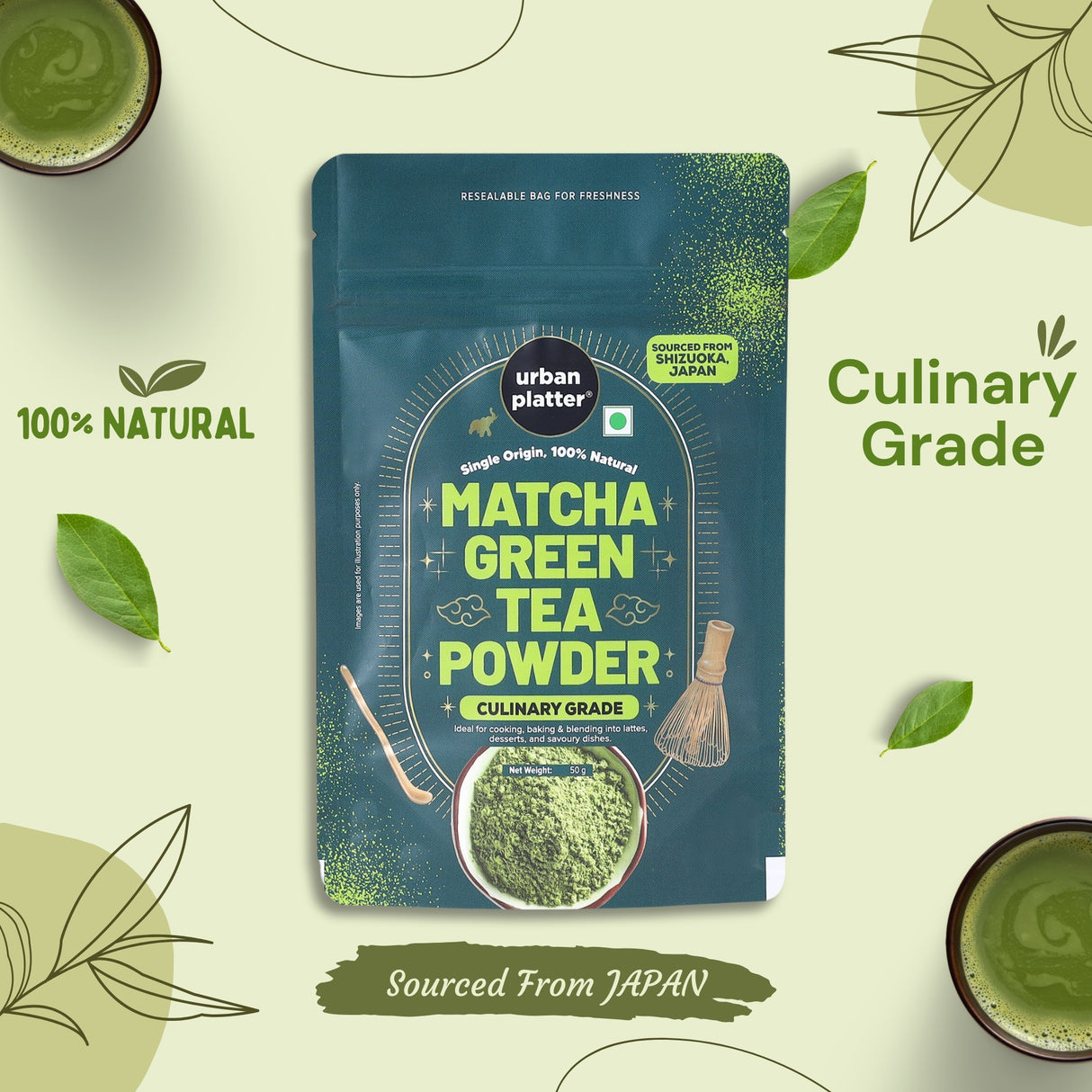 Urban Platter Japanese Culinary-grade Matcha Green Tea Powder, 50g (Sourced from Shizuoka, Japan | Stone-Ground)