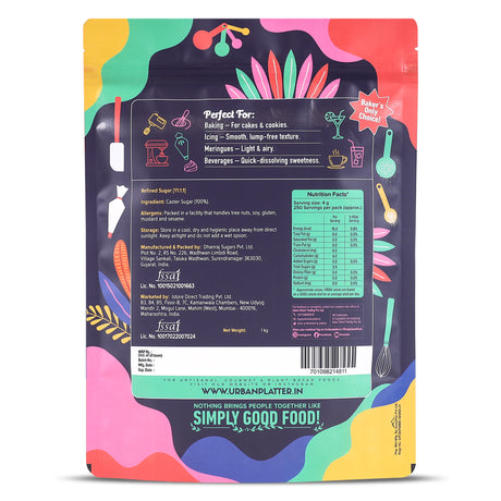 Urban Platter Professional Caster Sugar, 1kg (Perfect for Baking, Castor Sugar, Finely Granulated Free-flowing Sweetener)